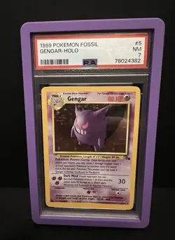 HOLO ~ 1999 POKEMON FOSSIL #5 GENGAR PSA 7 5/62 - Image 1