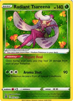 Pokemon TCG Radiant Tsareena 016/195 Sword & Shield Silver Tempest Holo NM - Image 1