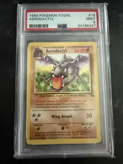 1999 POKEMON FOSSIL AERODACTYL - PSA 9 - #16 16/62 GENUINE - Image 1