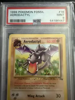 1999 POKEMON FOSSIL AERODACTYL - PSA 9 - #16 16/62 GENUINE - Image 2