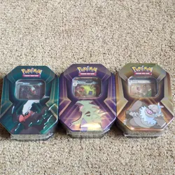 Pokemon TCG Triple Whammy Tin Set of 3 Darkrai Tyranitar Slaking Factory Sealed - Image 1