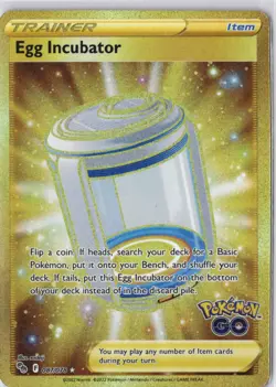 Egg Incubator 087/078 Pokemon GO Gold Secret Rare Holo Pokemon Card NM - Image 1