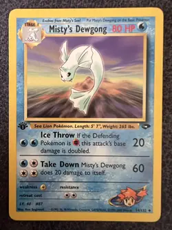 Misty's Dewgong 54/132 Uncommon 1st Edition Pokemon Card NM - Image 1