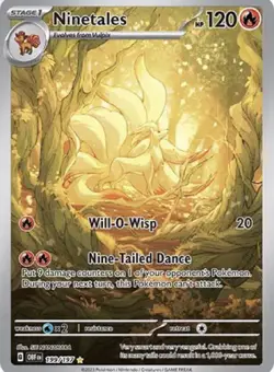 Pokemon TCG Obsidian Flames Ninetails Illustration Rare Holo Card 199/197 - Image 1