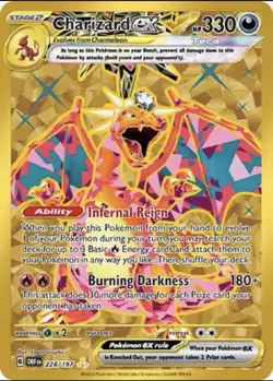 Pokemon TCG Charizard EX Hyper Rare Holo Card 228/197 Sv03: Obsidian Flames - Image 1