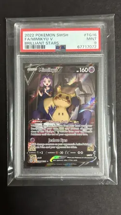 Pokemon Brilliant Stars Mimikyu v TG16/TG30 Full Art PSA 9 *Free Extra Cards* - Image 1