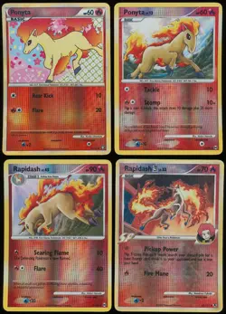 Vintage REVERSE HOLOGRAPHIC Pokemon Card Lot - 4 Card lot - Ponyta & Rapidash - Image 2