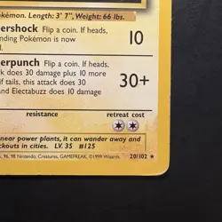 Pokemon Vintage Electabuzz 020/102 Base Set 1999 WotC Non-Holo Rare - Image 4