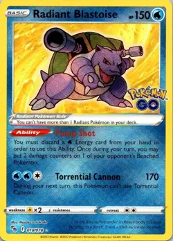 Pokemon - Radiant Blastoise - Pokemon Go #018/078 NM (SKU 1-1) - Image 1