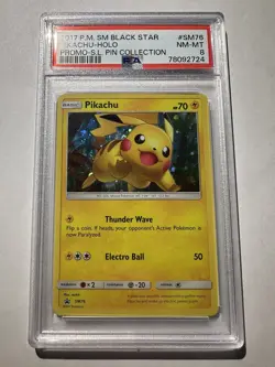 2017 Pokemon SM Pikachu SM76 Black Star Promo NM-MT PSA 8 - Image 1