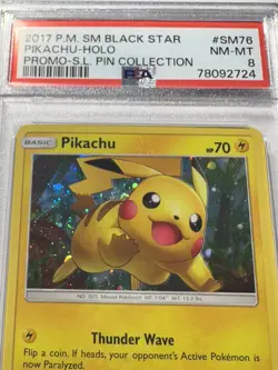 2017 Pokemon SM Pikachu SM76 Black Star Promo NM-MT PSA 8 - Image 2