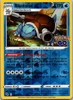 Blastoise Reverse Holo Holo Rare Pokemon GO 017/078 NM - Image 1