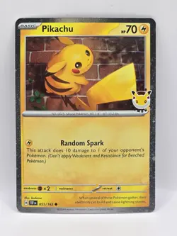 Pokemon TCG Pikachu 051/162 30th Anniversary STAMPED Pokemon Day Promo SWIRL🍥 - Image 2