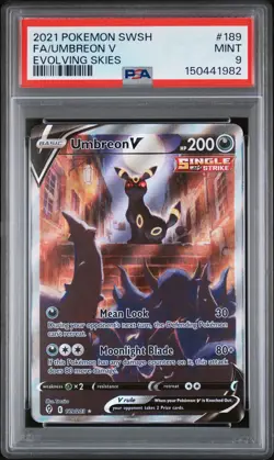 2021 POKEMON SWORD & SHIELD EVOLVING SKIES #189 FULL ART/UMBREON V PSA 9 - Image 1