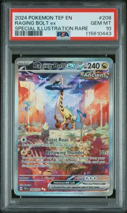 2024 Pokemon TEF EN Raging Bolt ex 208/162 Special Illustration Rare PSA 10 - Image 1