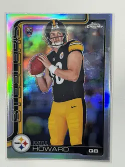 2025 Topps Chrome Will Howard 2 Card Rookie Lot Refractor + Football Leather - Image 2