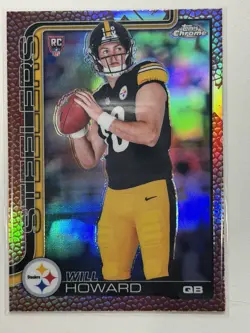 2025 Topps Chrome Will Howard 2 Card Rookie Lot Refractor + Football Leather - Image 3