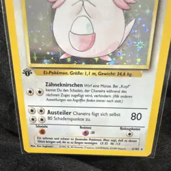 Chaneira 3/102 Base Set 1st Edition Holo Rare German Pokemon TCG Card - Image 3