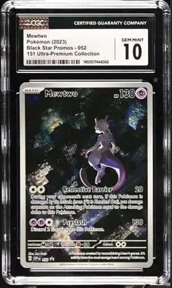 Pokemon CGC 10 Gem Mint Mewtwo Promo Holo 052 Scarlet & Violet 2023 Card - Image 1