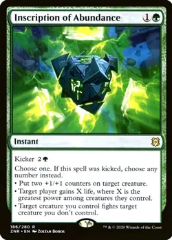 X 1 Inscription of Abundance NM-M ZNR 186 MTG Magic The Gathering - Image 1