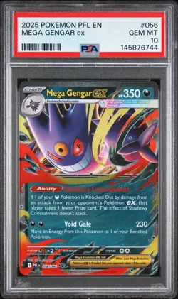 2025 POKEMON PFL EN-PHANTASMAL FLAMES #056 MEGA GENGAR ex PSA 10 - Image 1