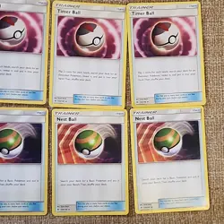 Pokemon TCG Sun & Moon 10 Cards Ultra Ball Timer Ball Nest Ball - Image 5