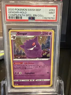 POKEMON CHAMPION'S PATH PIN COLL. GENGAR #SWSH052 PSA 9 MINT - Image 1