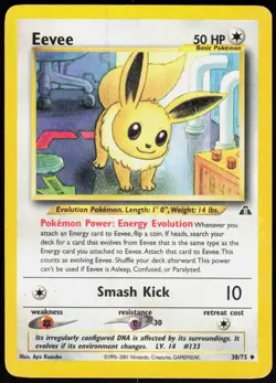 Neo Discovery Eevee 38/75 Uncommon Pokemon Unlimited HP - Image 1