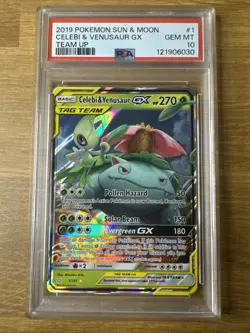 2019 POKEMON SUN & MOON TEAM UP #1 CELEBI & VENUSAUR GX PSA 10 - Image 3