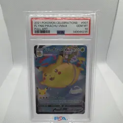 2021 Pokemon PSA 10 Celebrations Flying PIKACHU Vmax Full Art 007/025 - Image 1