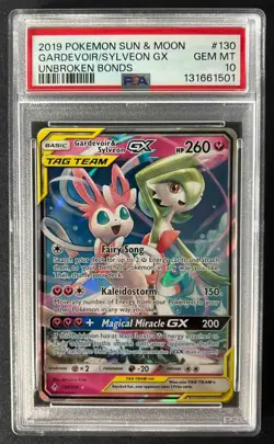 2019 Pokemon Unbroken Bonds Gardevoir & Sylveon #130/214 Ultra Rare Holo PSA 10 - Image 1