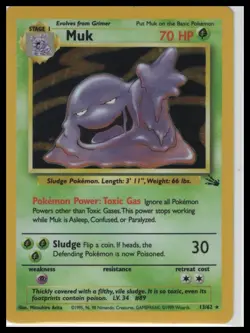 Pokemon TCG Fossil Muk #13/62 Holo Rare - Image 1