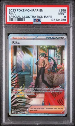 2023 POKEMON PAR EN-PARADOX RIFT SPECIAL ILLUSTRATION RARE #258 RIKA PSA 9 - Image 1