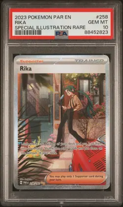 2023 POKEMON PAR EN-PARADOX RIFT #258 RIKA SPECIAL ILLUSTRATION RARE PSA 10 - Image 1