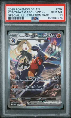 PSA 10 2025 POKEMON DRI SPECIAL ILLUSTRATION RARE 232/182 CYNTHIA'S GARCHOMP EX - Image 1