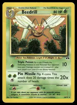 Pokemon Tcg Beedrill #18 Pokemon Neo Discovery LP - Image 1