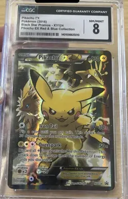 2016 Pokemon XY Black Star Promo Red and Blue Collection Pikachu Ex #XY124 CCG8 - Image 1