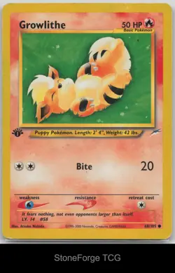 Growlithe 68/105 Common Neo Destiny Pokemon Lightly Played - Image 1