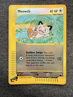 Pokemon TCG Skyridge Meowth 78/144 Reverse Holo E-reader LP 2003 Vintage - Image 1