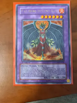Evil Hero Inferno Wing - GLAS-EN038 - Ultra Rare - Nm 1st Ed - Yugioh Faded Name - Image 1