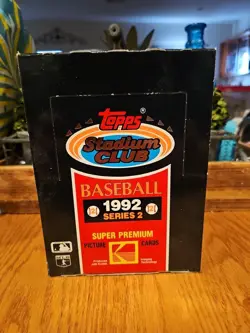 1992 TOPPS Stadium Club Series 2 Baseball Wax Box Plastic Torn Off In Storage - Image 1