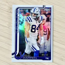 2025 Topps Chrome White Refractor /30 RC Tyler Warren Rookie - Image 1