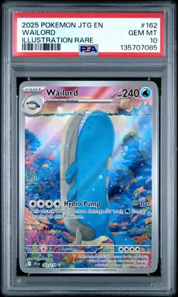 2025 POKEMON JTG EN-JOURNEY TOGETHER ILLUSTRATION RARE #162 WAILORD PSA 10 - Image 1