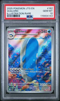 2025 POKEMON JTG EN-JOURNEY TOGETHER ILLUSTRATION RARE #162 WAILORD PSA 10 - Image 1