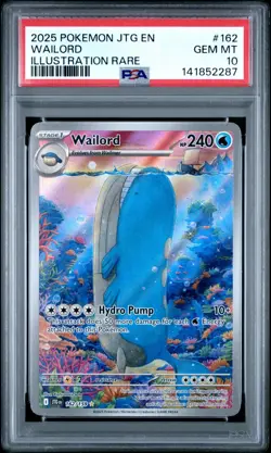 2025 POKEMON JTG EN-JOURNEY TOGETHER ILLUSTRATION RARE #162 WAILORD PSA 10 - Image 1