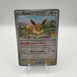 Eevee Prismatic Evolutions 074/131 Holo Pokemon Day 2025 Stamped Promo Card - Image 1