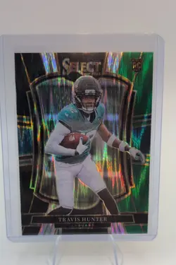 2025 Panini Select - Premier Level Travis Hunter #128 Black & Green Shock Prizm - Image 1