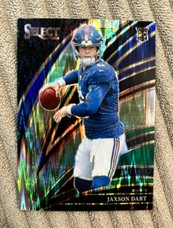 2025 Panini Select - Club Level Jaxson Dart #293 Black & Green Shock Prizm (RC) - Image 1
