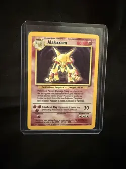 Alakazam 1/102 Holo Rare Unlimited Edition Base Set Pokemon Card 1999 WOTC - Image 1