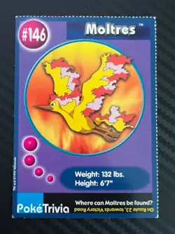 Pokemon 1999 Burger King PokeTrivia Promo Card Moltres #146 LP - Image 1